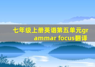 七年级上册英语第五单元grammar focus翻译